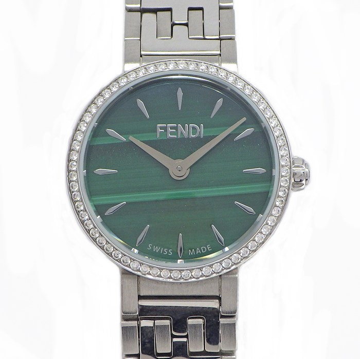 フェンディ FENDI 腕時計 フォーエバーフェンディ F103110901 ダイヤベゼル マラカイトグリーン文字盤 SS クオーツアナログ 【箱・保付き】 【中古】