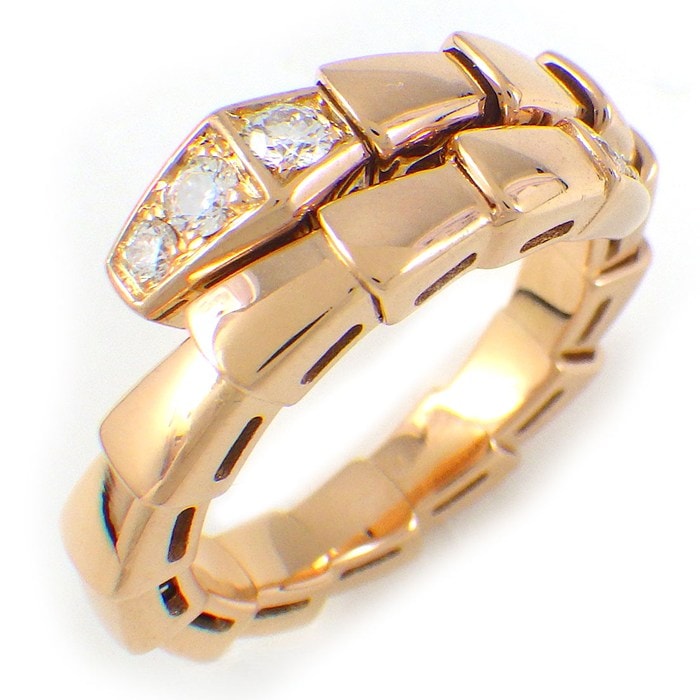 ブルガリ BVLGARI リング セルペンティ ヴァイパー 360547 シングル スパイラル ダイヤモンド 計0.14ct K18PG 8-10号 / #48-50 【中古】