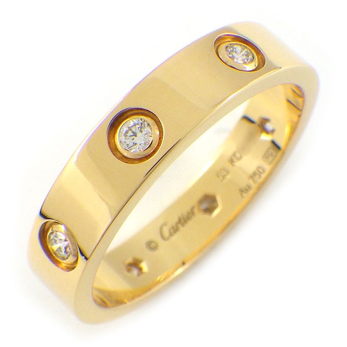 カルティエ Cartier リング ラブ スモールモデル SM B4056253 フル 8ポイント ダイヤモンド 計0.19ct K18YG 13号 / #53 【箱・保付き】 【中古】