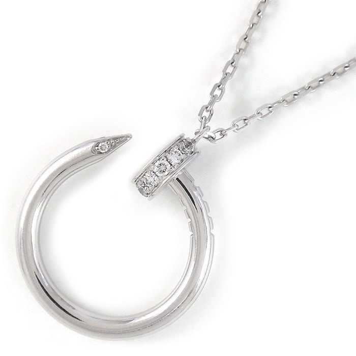 カルティエ Cartier ネックレス ジュストアンクル B7224891 釘モチーフ 14ポイント ダイヤモンド 計0.12ct K18WG 【中古】