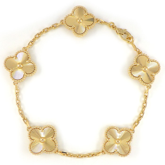 ヴァンクリーフ＆アーペル Van Cleef & Arpels ブレスレット ヴィンテージアルハンブラ 5モチーフ VCARP3JK00 ギヨシェ K18YG 【中古】