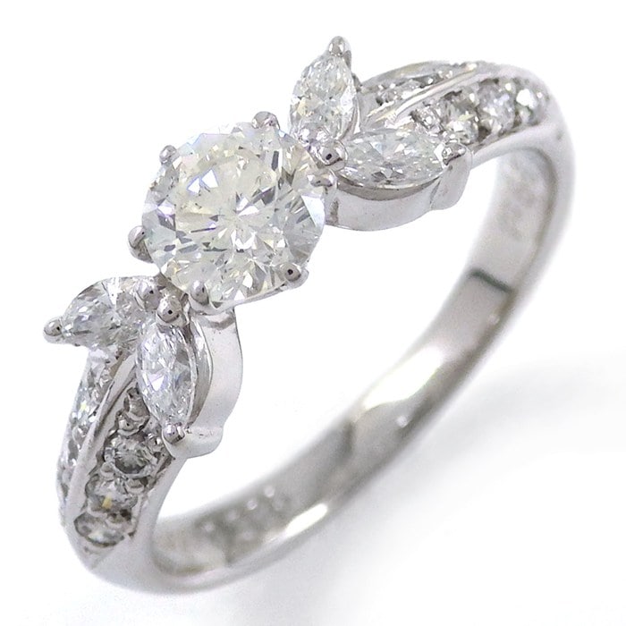 【ダイヤモンド】 リング センターストーン ダイヤモンド 0.386ct (H/SI2/G) サイドストーン ダイヤモンド 計0.29ct PT900 7号 【中古】