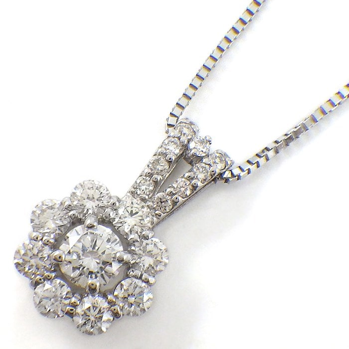 【ダイヤモンド】 ネックレス センターストーン ダイヤモンド 0.201ct (G/SI2/G) サイドストーン ダイヤモンド 計 0.49ct PT900 K18WG 【中古】