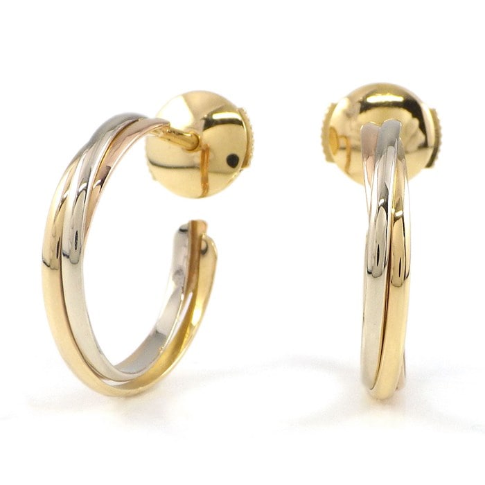 カルティエ Cartier ピアス トリニティ フープ スリーカラー K18PG K18WG K18YG 【中古】