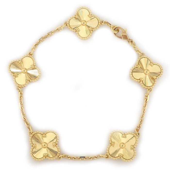 ヴァンクリーフ＆アーペル Van Cleef & Arpels ブレスレット ヴィンテージアルハンブラ 5モチーフ ギヨシェ ARP3JK00 K18YG 【中古】