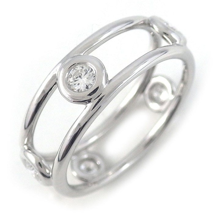 ティファニー Tiffany & Co. リング ダブルワイヤー 5ポイント ダイヤモンド PT950 9号 【中古】