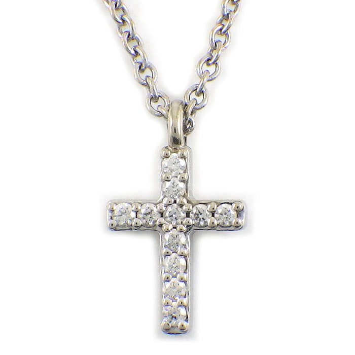 ティファニー Tiffany & Co. ネックレス メトロ クロス ミニ ダイヤモンド K18WG 【中古】