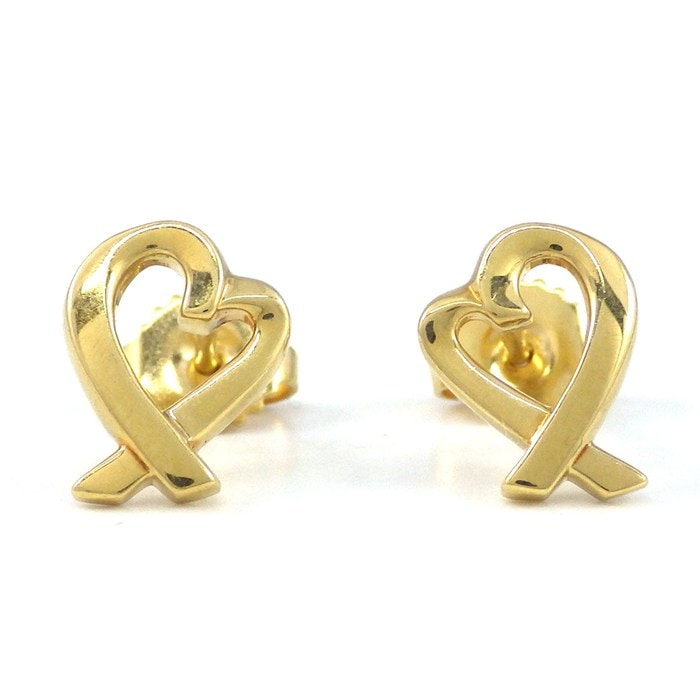 ティファニー Tiffany & Co. ピアス ラビングハート K18YG 【中古】