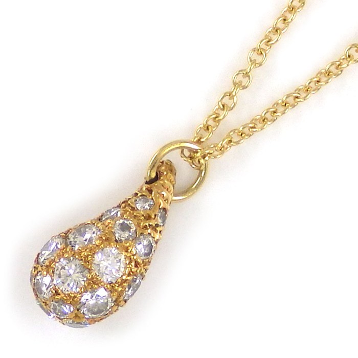 ティファニー Tiffany & Co. ネックレス ティアドロップ パヴェ ダイヤモンド K18YG 【中古】