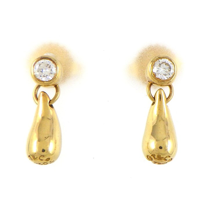 ティファニー Tiffany & Co. ピアス ティアドロップ 2ポイント ダイヤモンド K18YG 【中古】