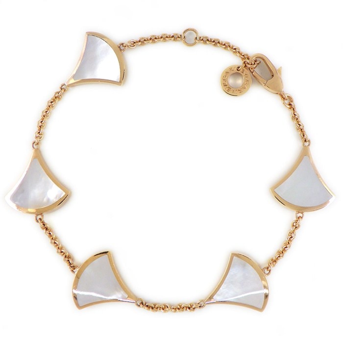ブルガリ BVLGARI ブレスレット ディーヴァ ドリーム 362777 5モチーフ ホワイト シェル K18PG / #15-17 【箱・保付き】 【中古】