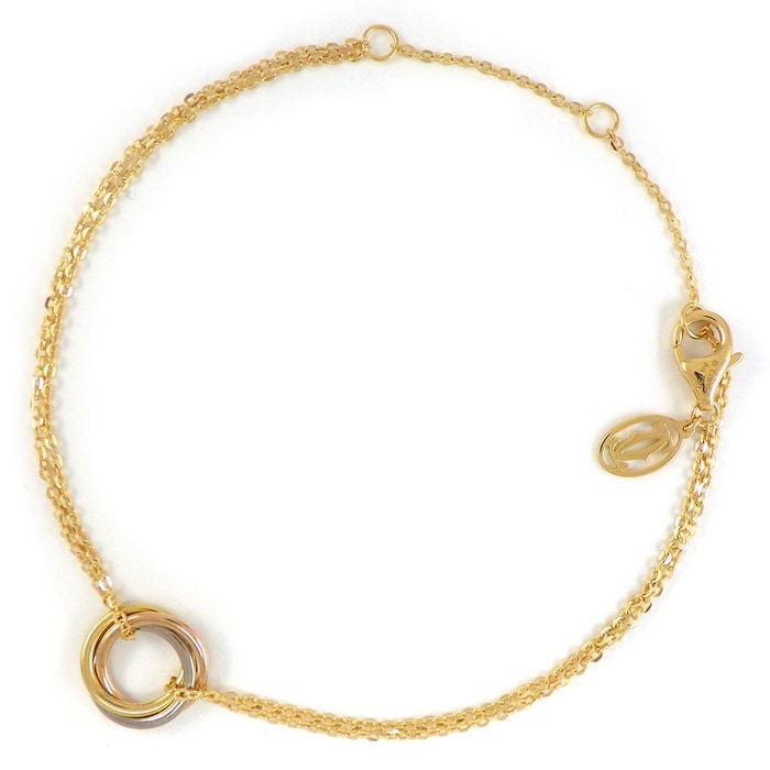 カルティエ Cartier ブレスレット スウィートトリニティ サークル ダブルチェーン スリーカラー K18PG K18WG K18YG 【箱・保付き】 【中古】