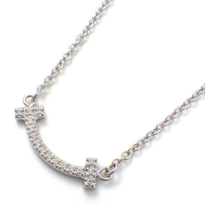 ティファニー Tiffany & Co. ネックレス Tスマイル ミニ 62617799 ダイヤモンド 0.03ct K18WG 【中古】