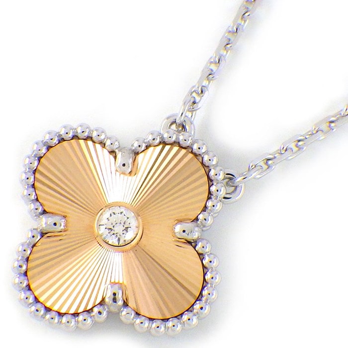 ヴァンクリーフ＆アーペル Van Cleef & Arpels ネックレス ヴィンテージアルハンブラ VCARPNTH00 2024年 ホリデーコレクション クリスマス 限定モデル ギヨシェ 1ポイント ダイヤモンド K18PG K18WG 【箱・保付き】 【中古】