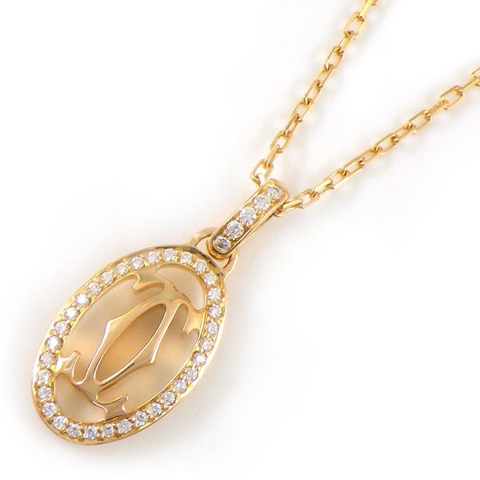 カルティエ Cartier ネックレス ロゴ ドゥーブル B7219200 ダイヤモンド K18PG 【中古】