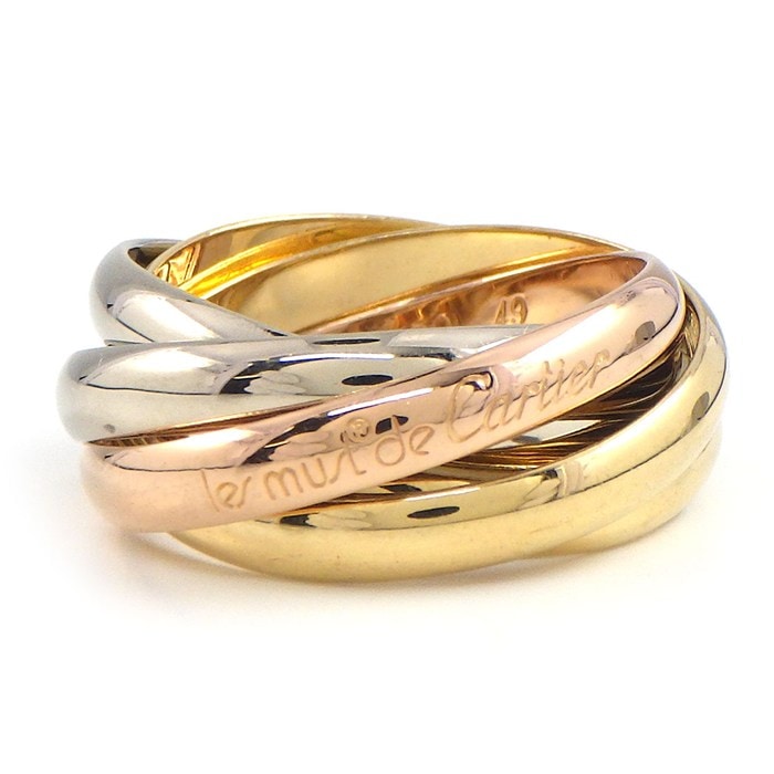 カルティエ Cartier リング トリニティ 5連 スリーカラー K18PG K18WG K18YG 8.5号 / #49 【中古】