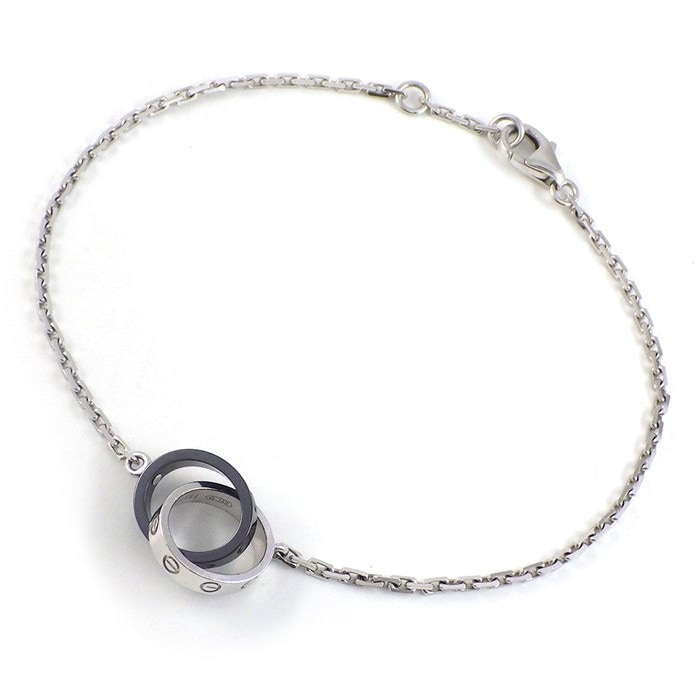 カルティエ Cartier ブレスレット ベビーラブ ダブルサークル K18WG ブラック セラミック 【中古】
