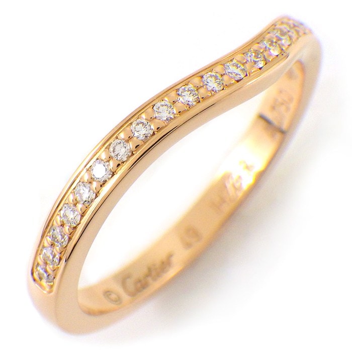 カルティエ Cartier リング バレリーナ カーブ ウェディング B4098749 ハーフ エタニティ ダイヤモンド K18PG 9号 / #49 【中古】