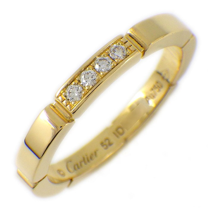 カルティエ Cartier リング マイヨンパンテール ウェディング バンド B4080352 4ポイント ダイヤモンド 計0.05ct K18YG 11.5号 / #52 【箱・保付き】 【中古】