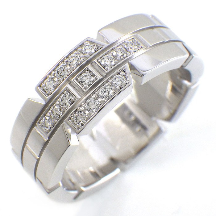 カルティエ Cartier リング タンク フランセーズ 15ポイント ダイヤモンド K18WG 11号 / #51 【中古】