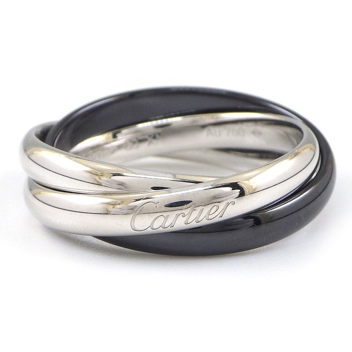 カルティエ Cartier リング トリニティ クラシック B4234160 ブラック セラミック K18WG 19.5号 / #60 【箱・保付き】 【中古】