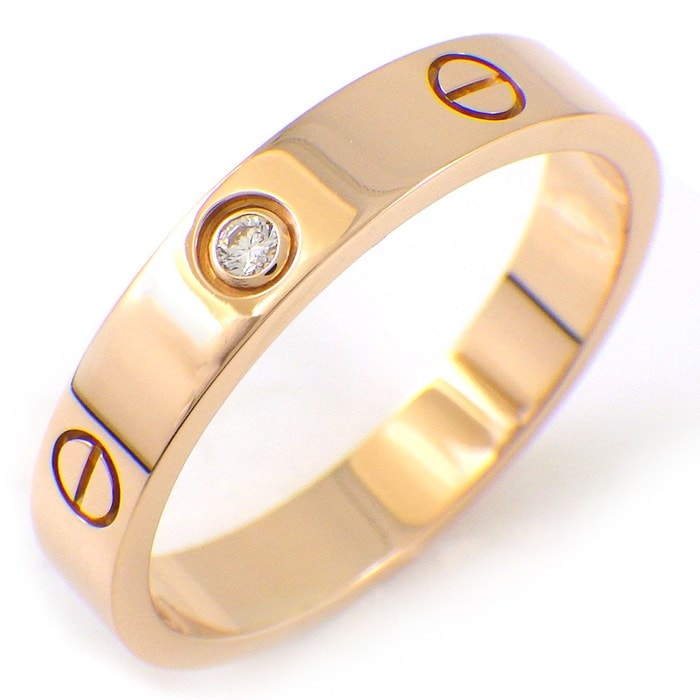 カルティエ Cartier リング ラブ スモールモデル SM B4050760 1ポイント ダイヤモンド 0.02ct K18PG 19号 / #60 【中古】