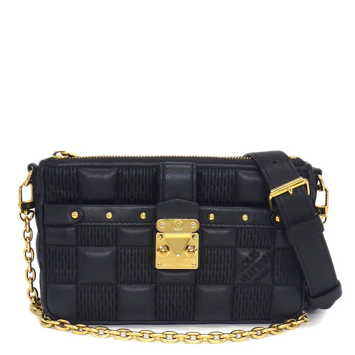 ルイ・ヴィトン LOUIS VUITTON ショルダーバッグ トロカ PM M59116 ブラック ダミエジャイアントレザー ゴールド金具 【中古】