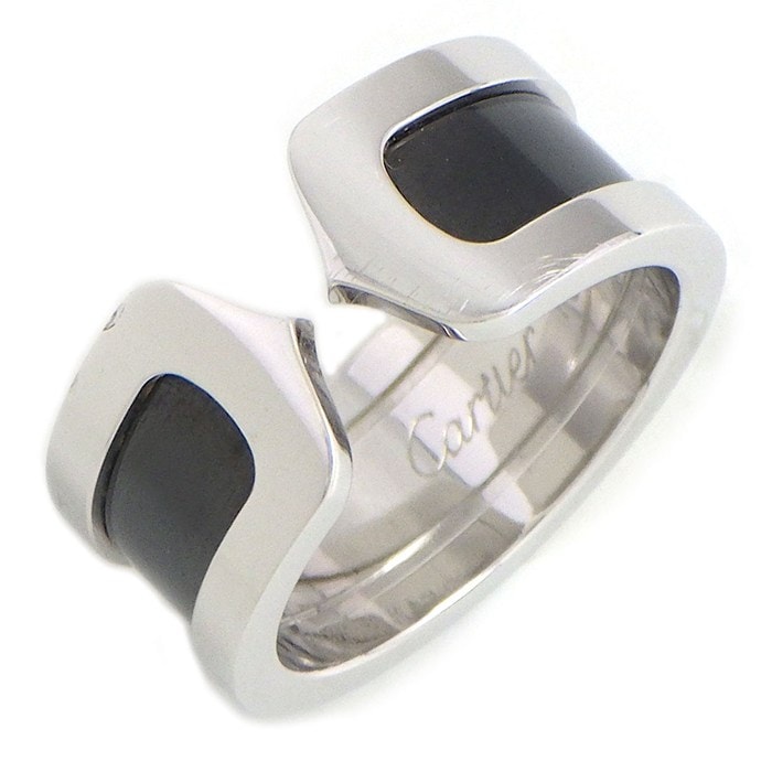 カルティエ Cartier リング C2 2C ブラック ラッカー K18WG 9号 / #49 【中古】