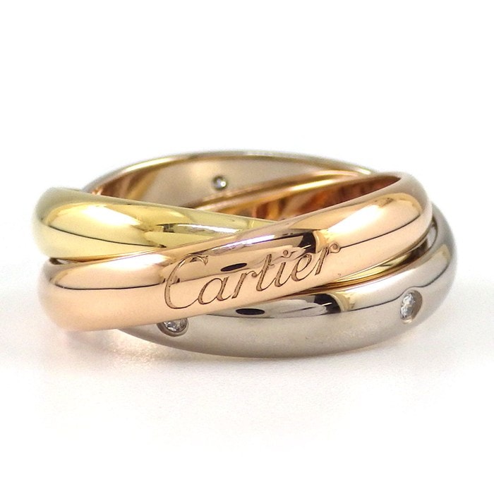 カルティエ Cartier リング トリニティ クラシックモデル MM B4236450 スリーカラー 5ポイント ダイヤモンド K18PG K18WG K18YG 10号 / #50 【中古】