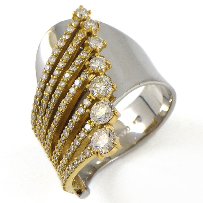 【ダイヤモンド】 リング 2カラー パヴェ ダイヤモンド 1.00ct PT950 K18YG 13号 【中古】