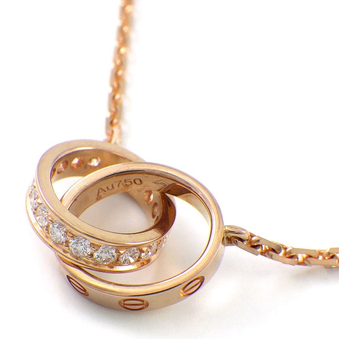 カルティエ Cartier ネックレス ラブ B7013900 ベビーラブ ハーフ セミパヴェ ダイヤモンド 0.22ct K18PG 【中古】