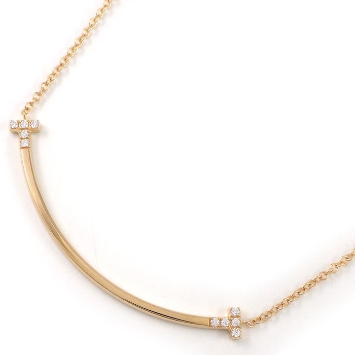 ティファニー Tiffany & Co. ネックレス Tスマイル スモール 74956963 ダイヤモンド 計0.03ct K18PG 【中古】