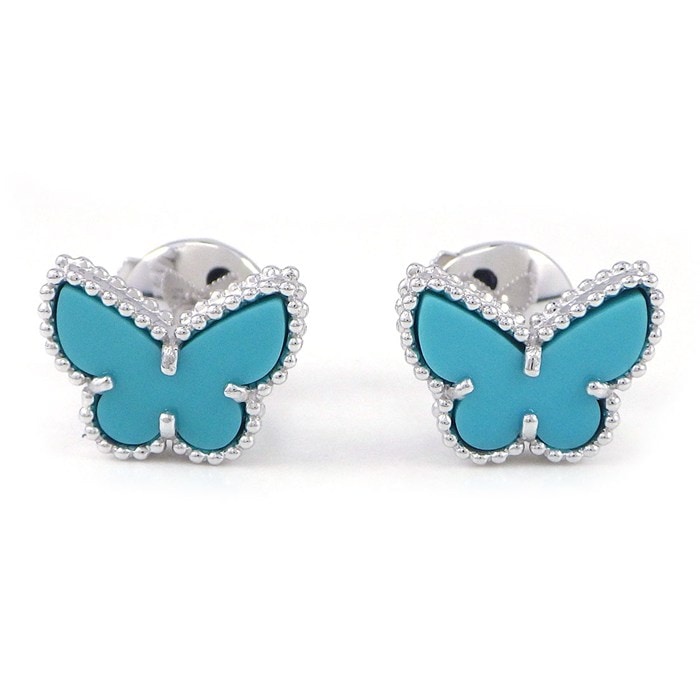 ヴァンクリーフ＆アーペル Van Cleef & Arpels ピアス スウィートアルハンブラ パピヨン ターコイズ トルコ石 K18WG 【中古】