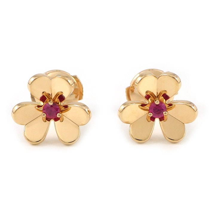 ヴァンクリーフ＆アーペル Van Cleef & Arpels ピアス フリヴォル ミニ VCARP7SA00 2ポイント ルビー 計0.14ct K18PG 【中古】