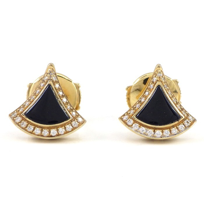 ブルガリ BVLGARI ピアス ディーヴァドリーム 361839 オニキス ダイヤモンド 0.10ct K18YG 【中古】