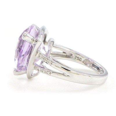 モーブッサン MAUBOUSSIN リング メクラー アトア トライアングルカット アメジスト ダイヤモンド K18WG 8.5号 / #49 【中古】