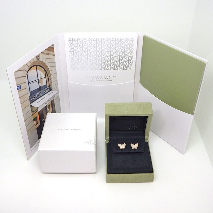 ヴァンクリーフ&アーペル Van Cleef & Arpels ピアス スウィートアルハンブラ パピヨン VCARN5JM00 ギャラ 2025年9月日付 ホワイト シェル K18YG 【箱・保付き】 【中古】