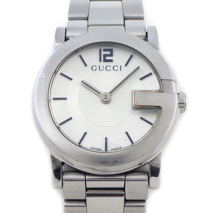 グッチ GUCCI 腕時計 Gラウンド 101L シルバー文字盤 SS クオーツアナログ 【中古】