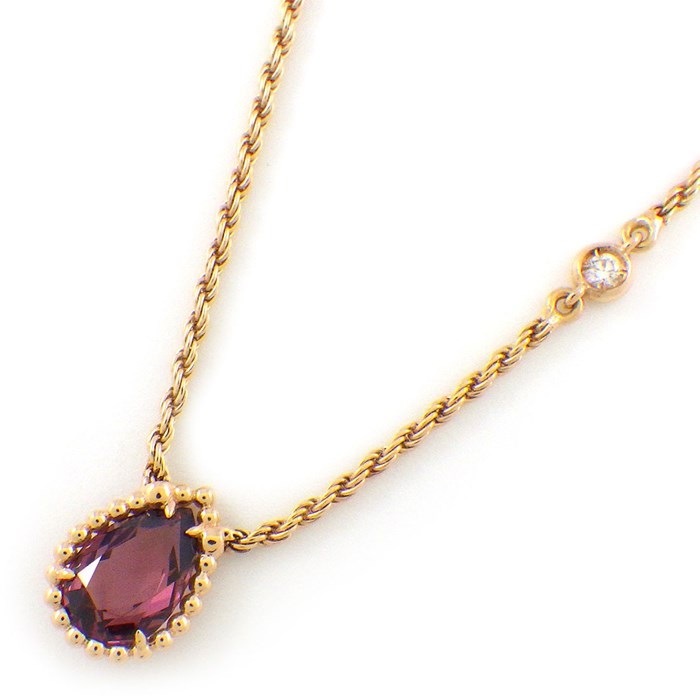 ブシュロン BOUCHERON ネックレス セルパンボエム エクストラスモール XS JPN00629 ドロップモチーフ スクリューチェーン ペアシェイプ ロードライトガーネット 1.40ct ダイヤモンド 0.03ct K18PG 【中古】
