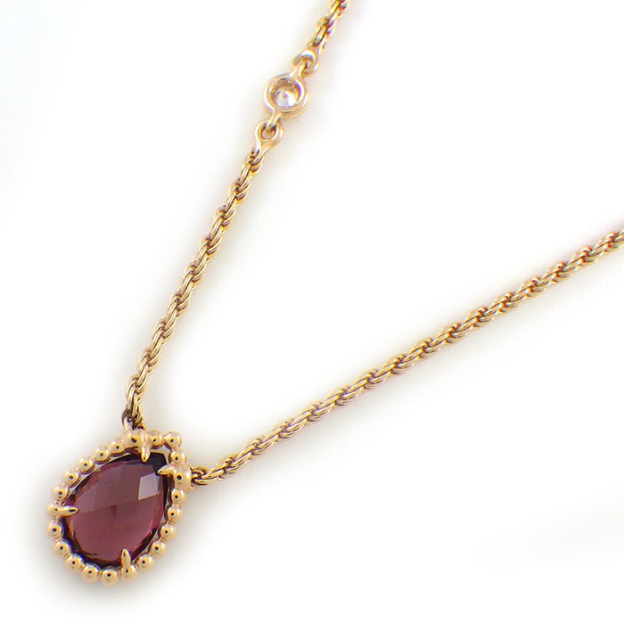 ブシュロン BOUCHERON ネックレス セルパンボエム エクストラスモール XS JPN00629 ドロップモチーフ スクリューチェーン ペアシェイプ ロードライトガーネット 1.40ct ダイヤモンド 0.03ct K18PG 【中古】