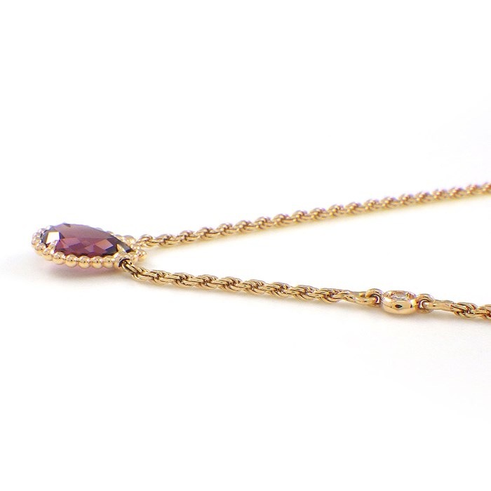 ブシュロン BOUCHERON ネックレス セルパンボエム エクストラスモール XS JPN00629 ドロップモチーフ スクリューチェーン ペアシェイプ ロードライトガーネット 1.40ct ダイヤモンド 0.03ct K18PG 【中古】