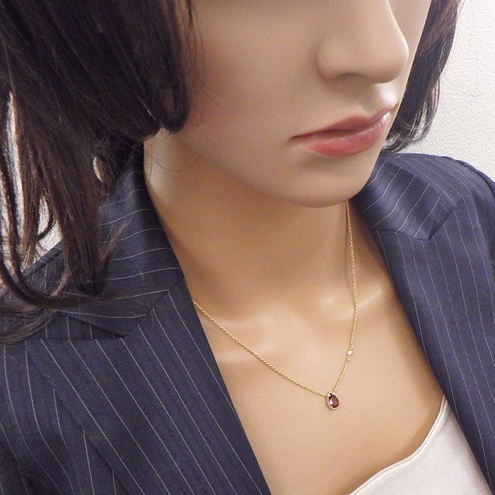 ブシュロン BOUCHERON ネックレス セルパンボエム エクストラスモール XS JPN00629 ドロップモチーフ スクリューチェーン ペアシェイプ ロードライトガーネット 1.40ct ダイヤモンド 0.03ct K18PG 【中古】