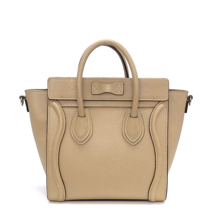 セリーヌ CELINE ハンドバッグ/ショルダーバッグ ラゲージ ナノ 189793DRU.03UN デューン ドラムドカーフスキン シルバー金具 【中古】