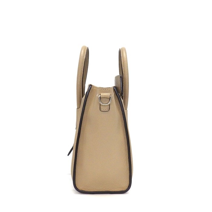 セリーヌ CELINE ハンドバッグ/ショルダーバッグ ラゲージ ナノ 189793DRU.03UN デューン ドラムドカーフスキン シルバー金具 【中古】