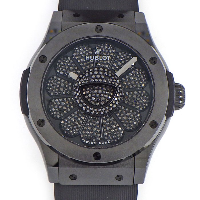 ウブロ Hublot 腕時計 クラシックフュージョン 507.CX.9000.RX.TAK21 村上隆 コラボ 200本限定モデル 563ポイント ブラックダイヤ文字盤 黒 裏スケ ブラック セラミック ブラック ラバー 自動巻き 【箱・保付き】