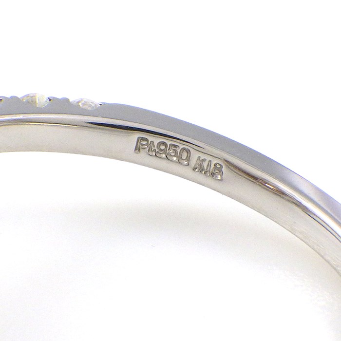 【クッションカットダイヤモンド】 リング 1ポイント クッションカット カラー ダイヤモンド 0.21ct(FDBPP/SI2) パヴェ ハーフサークル ダイヤモンド PT950 K18PG 12号 【中古】