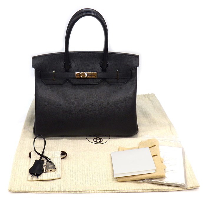 エルメス HERMES ハンドバッグ バーキン 30 Y刻印 2020年 ブラック エプソン シルバー金具 【中古】