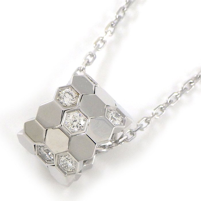 ショーメ Chaumet ネックレス ビー ドゥ ショーメ スモールモデル 085158 ハニカム 12ポイント ダイヤモンド 計0.18ct K18WG 【中古】