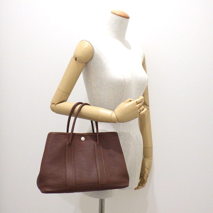 エルメス HERMES ハンドバッグ ガーデンパーティ TPM □P刻印 2012年 マロンドインディ ネゴンダ シルバー金具 【中古】