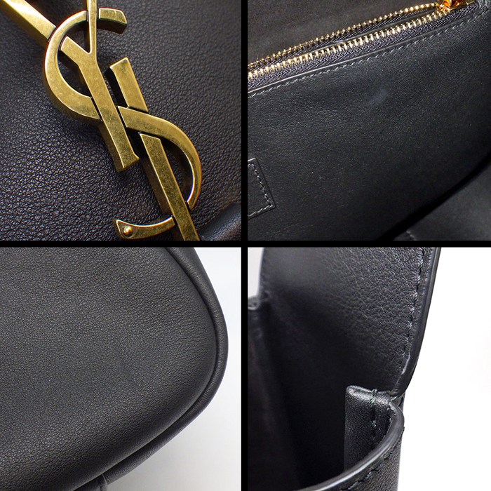 サンローラン SAINT LAURENT ショルダーバッグ LE 5 A ソフト ラージ 753837AAAUQ1000 ブラック グレインレザー (牛革) ゴールド金具 【中古】